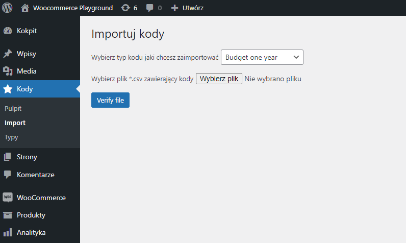 Wtyczka do wydawania kodów Woocommerce