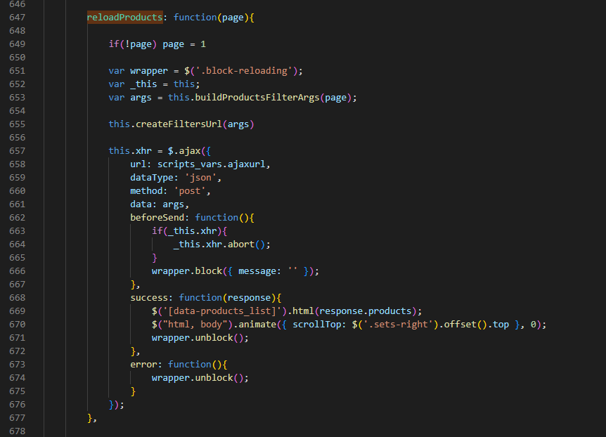 Katalog produktów Ajax Woocommerce