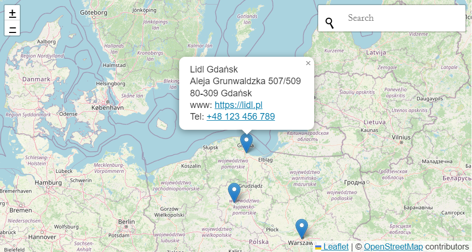 Map Locator na Open Street Maps